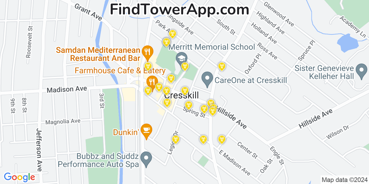 Verizon 4G/5G cell tower coverage map Cresskill, New Jersey