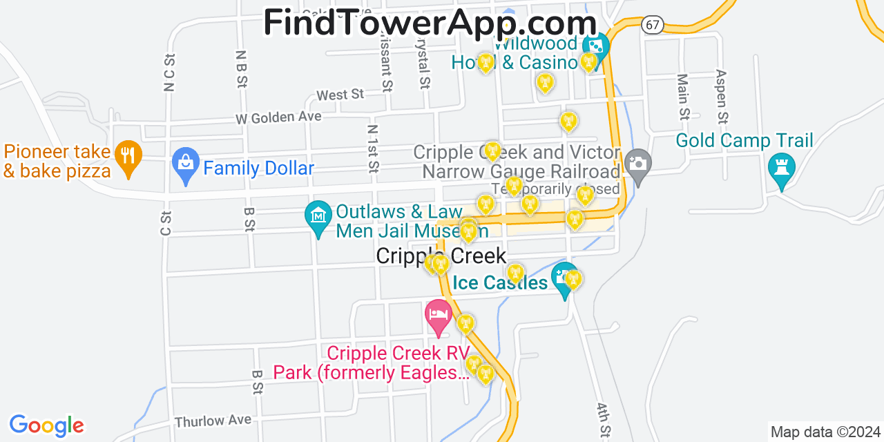 T-Mobile 4G/5G cell tower coverage map Cripple Creek, Colorado