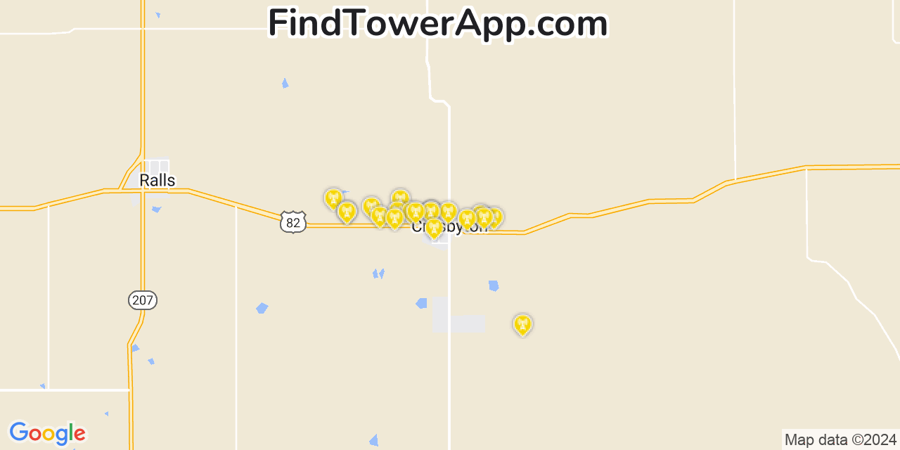 AT&T 4G/5G cell tower coverage map Crosbyton, Texas