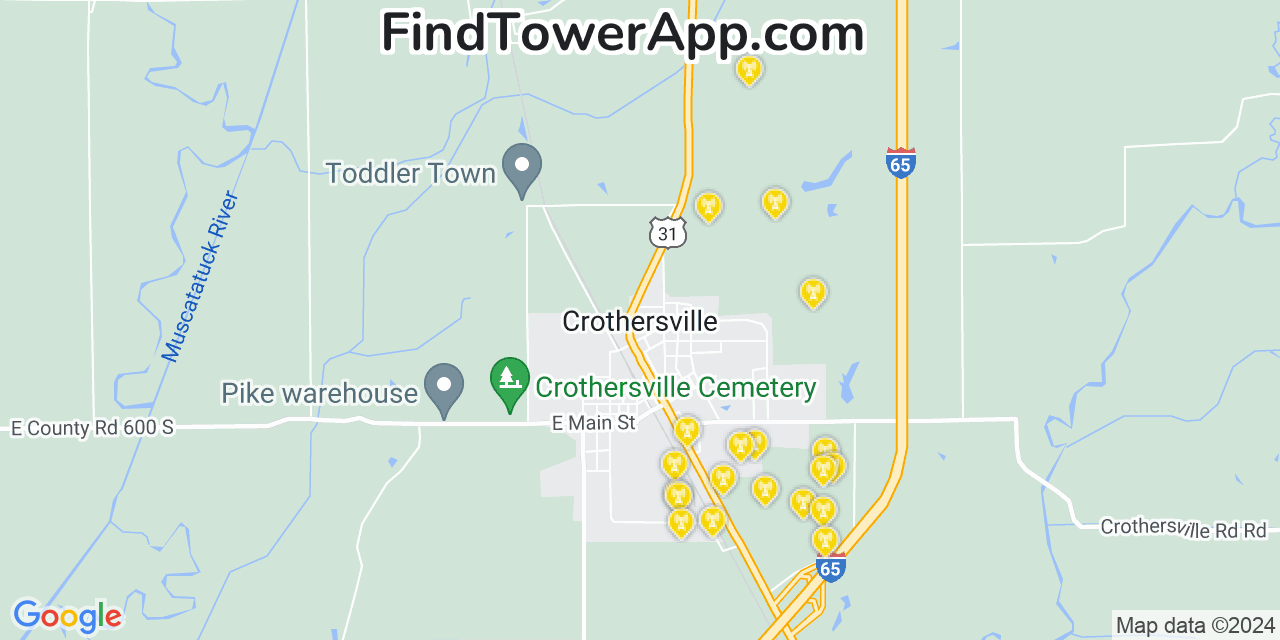 Verizon 4G/5G cell tower coverage map Crothersville, Indiana