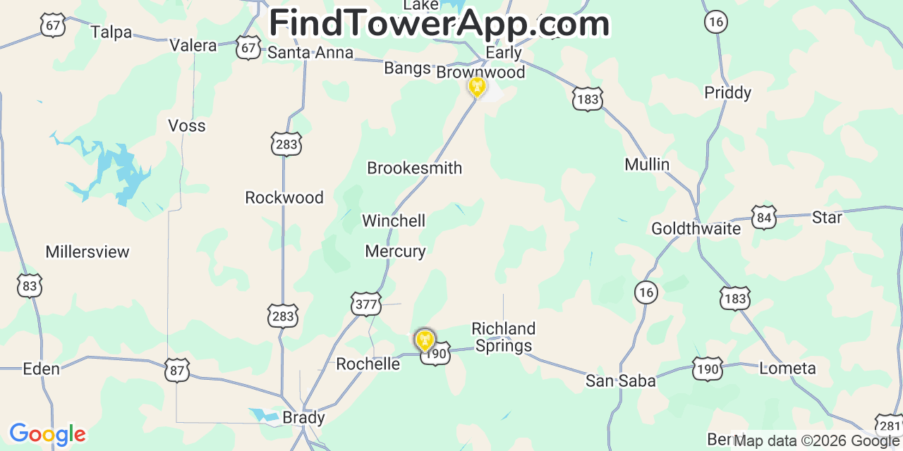 Map showing the 8 primary Verizon cell tower locations detected in Cﾃ.Sar Chﾃ.Vez, Texas with coverage radius and signal strength indicators