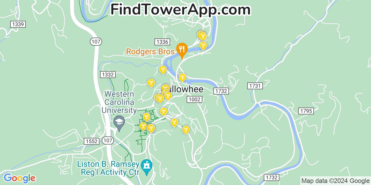 Verizon 4G/5G cell tower coverage map Cullowhee, North Carolina