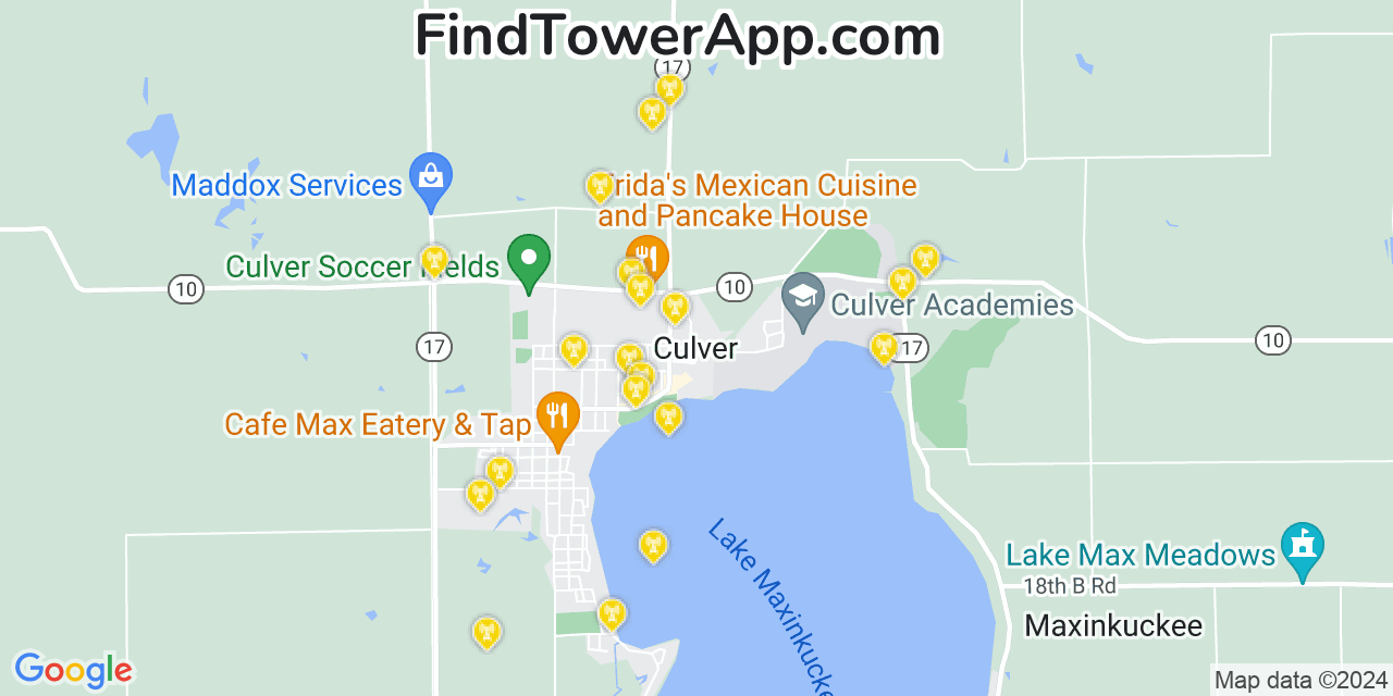 AT&T 4G/5G cell tower coverage map Culver, Indiana