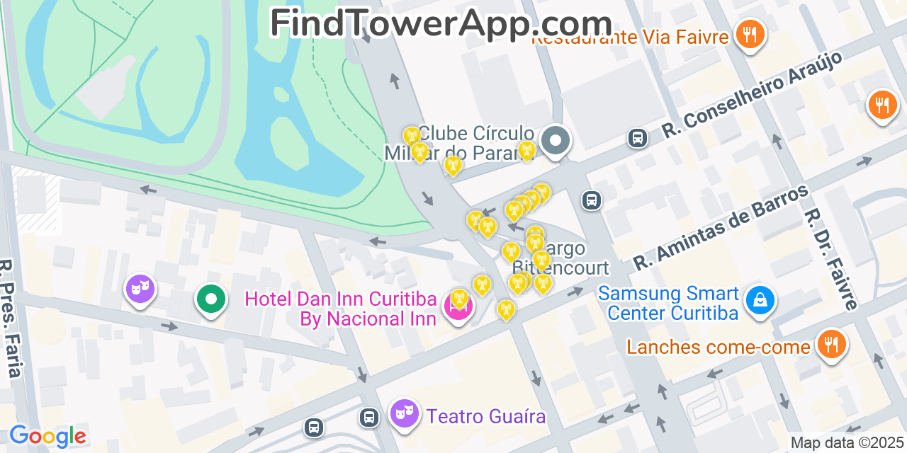 Curitiba Cell Towers, Brazil - FindTower App Coverage Maps