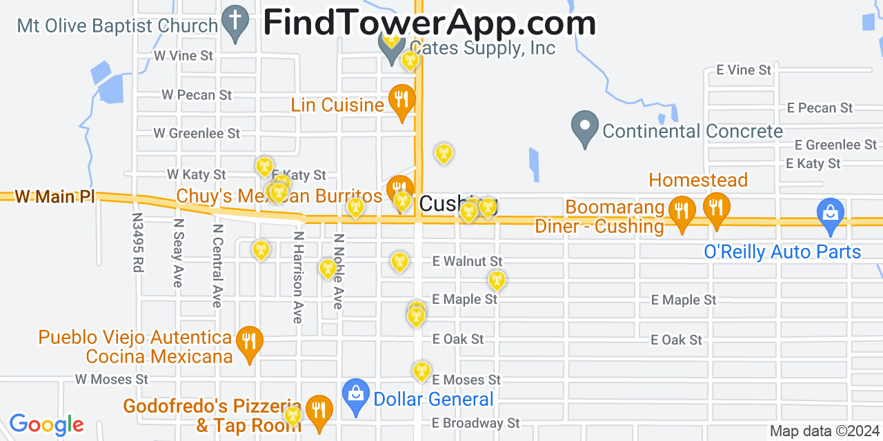 T-Mobile 4G/5G cell tower coverage map Cushing, Oklahoma