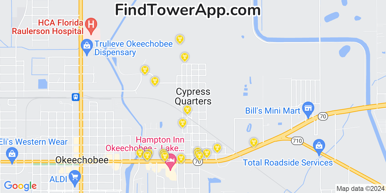 T-Mobile 4G/5G cell tower coverage map Cypress Quarters, Florida