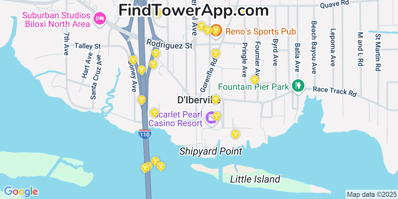 T-Mobile 4G/5G cell tower coverage map DIberville, Mississippi