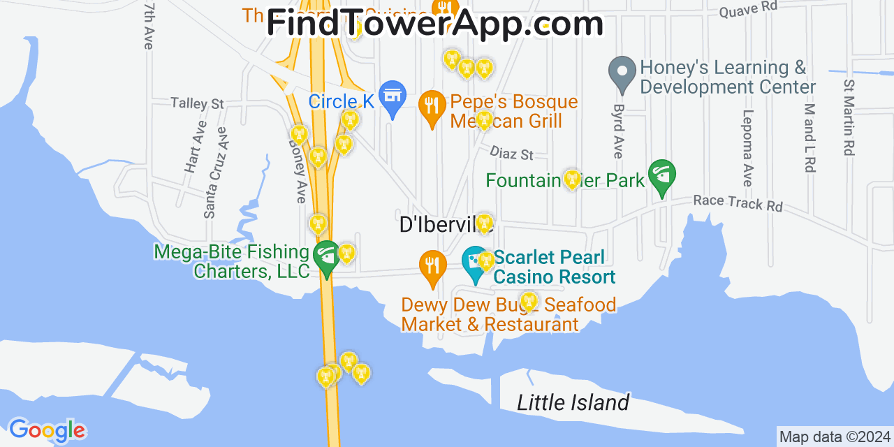 Verizon 4G/5G cell tower coverage map D'Iberville, Mississippi