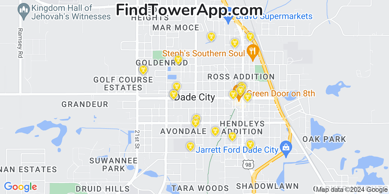 T-Mobile 4G/5G cell tower coverage map Dade City, Florida