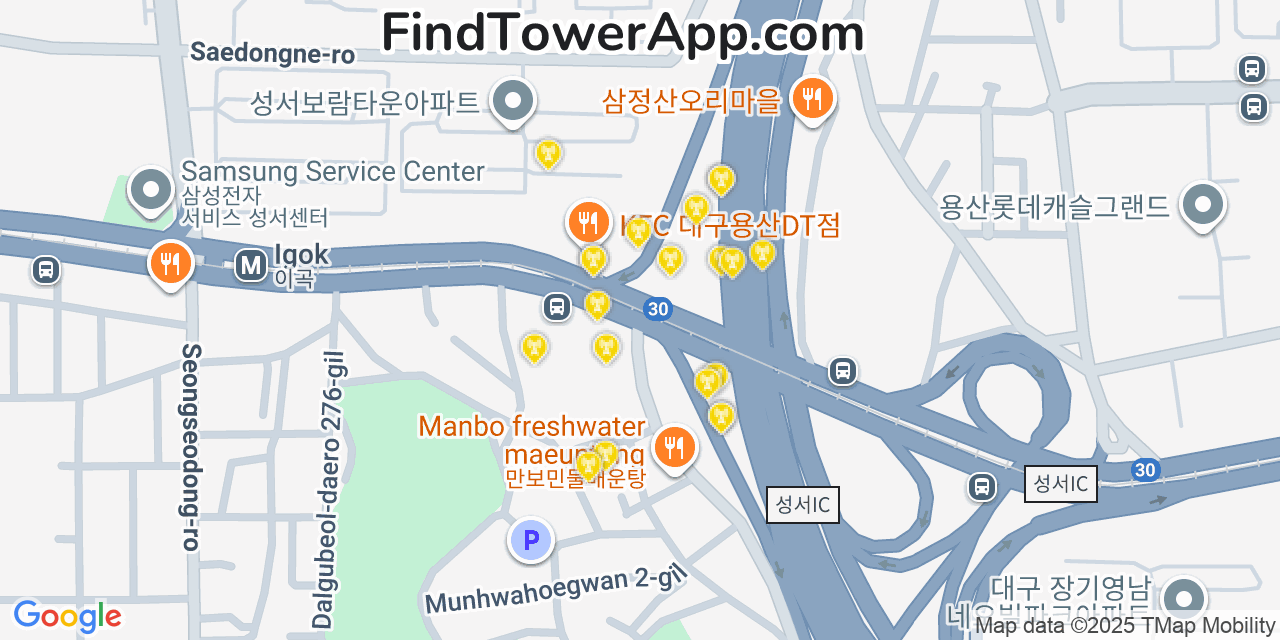 Daegu Cell Towers, South-Korea - FindTower App Coverage Maps