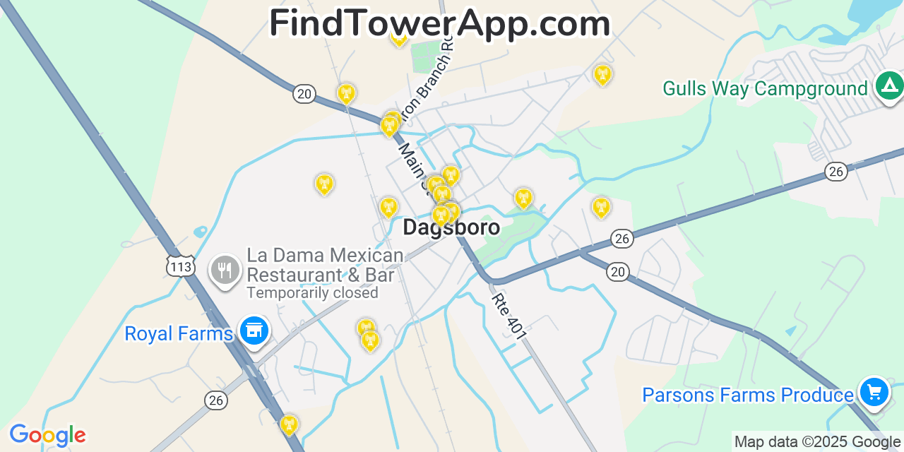 Dagsboro T-Mobile Cell Towers, Delaware - FindTower App