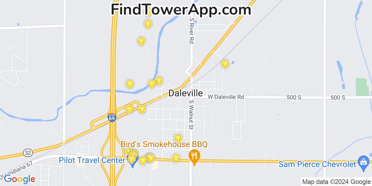 T-Mobile 4G/5G cell tower coverage map Daleville, Indiana