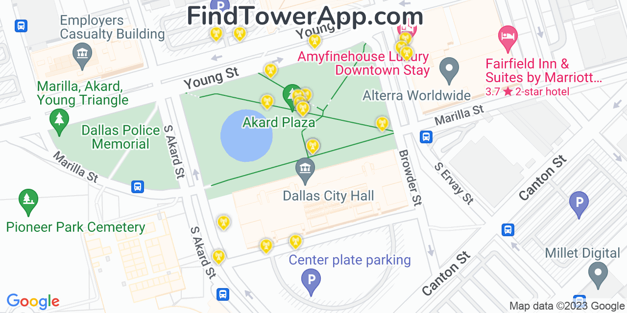 AT&T 4G/5G cell tower coverage map Dallas, Texas