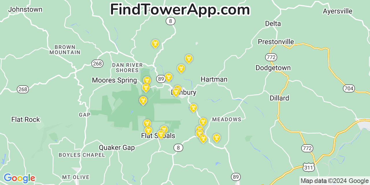 Verizon 4G/5G cell tower coverage map Danbury, North Carolina