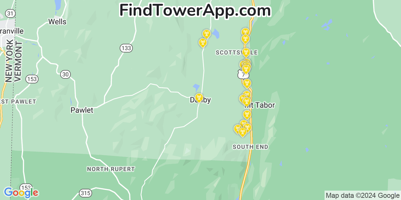 T-Mobile 4G/5G cell tower coverage map Danby, Vermont