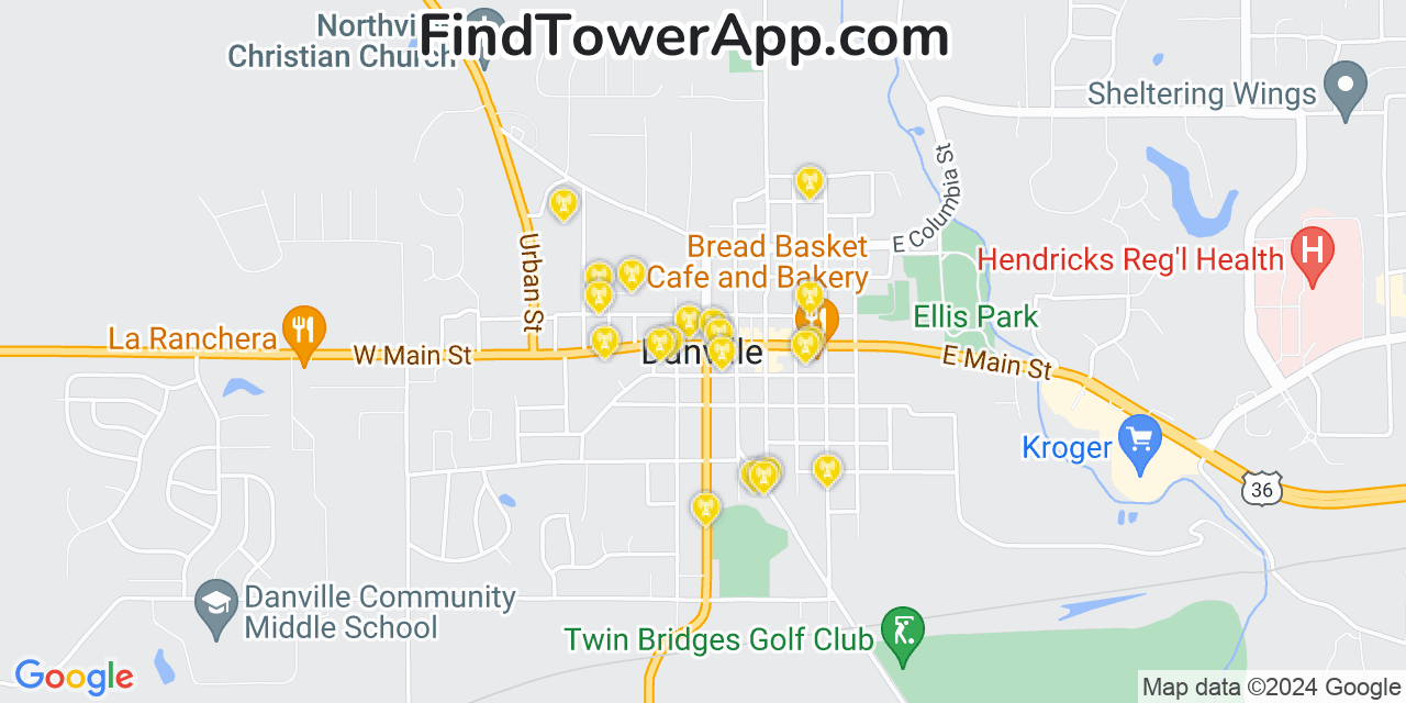 T-Mobile 4G/5G cell tower coverage map Danville, Indiana