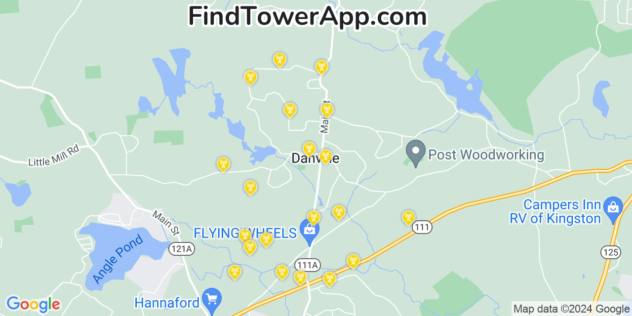 AT&T 4G/5G cell tower coverage map Danville, New Hampshire