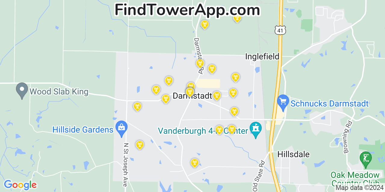 T-Mobile 4G/5G cell tower coverage map Darmstadt, Indiana