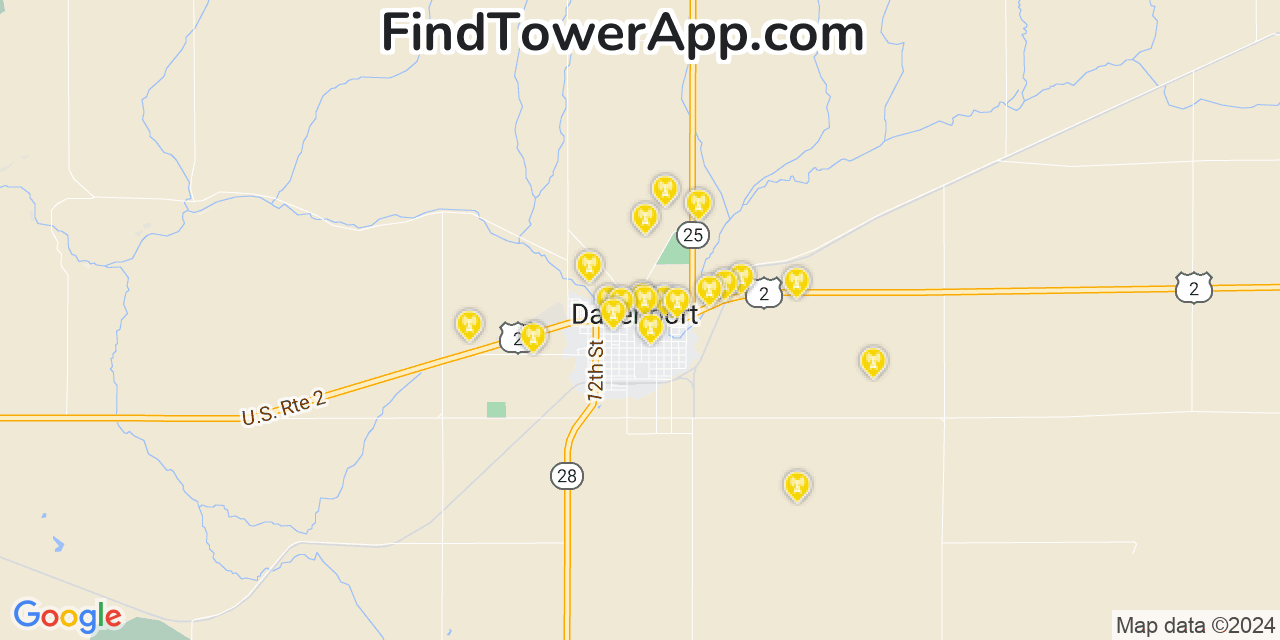 Verizon 4G/5G cell tower coverage map Davenport, Washington