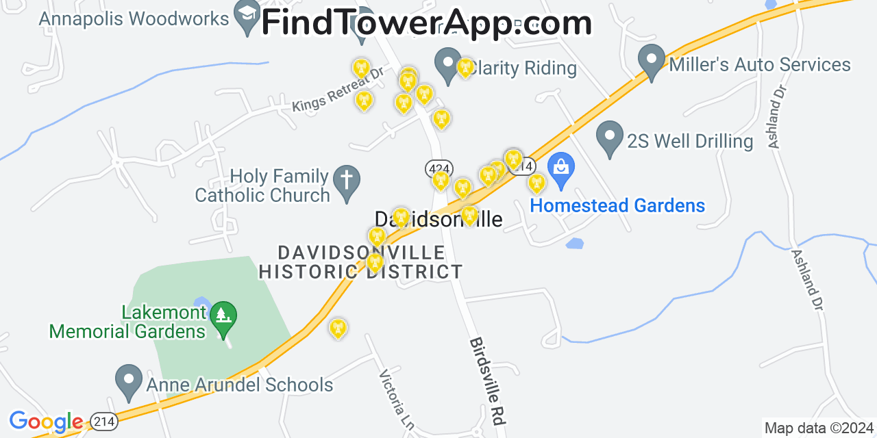 T-Mobile 4G/5G cell tower coverage map Davidsonville, Maryland