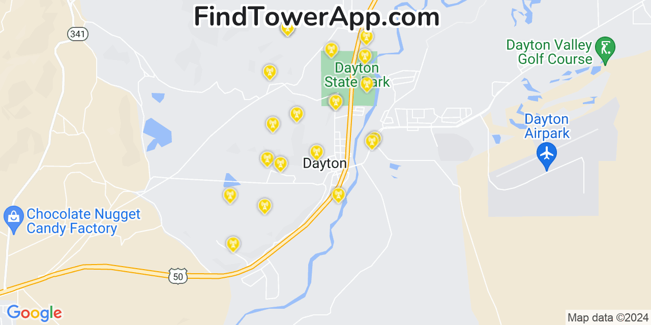 Verizon 4G/5G cell tower coverage map Dayton, Nevada