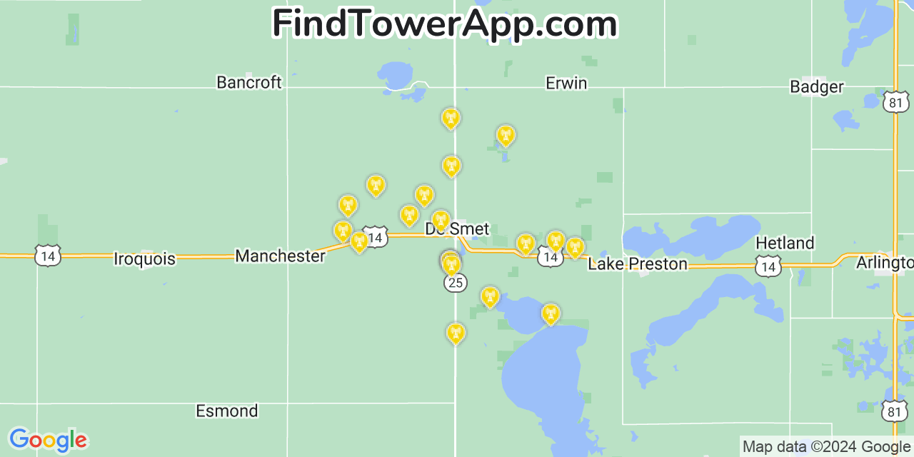 T-Mobile 4G/5G cell tower coverage map De Smet, South Dakota