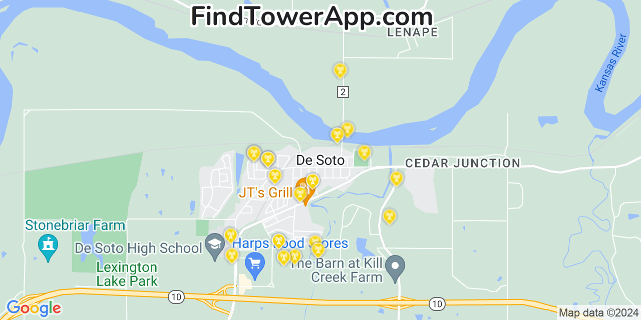 T-Mobile 4G/5G cell tower coverage map De Soto, Kansas