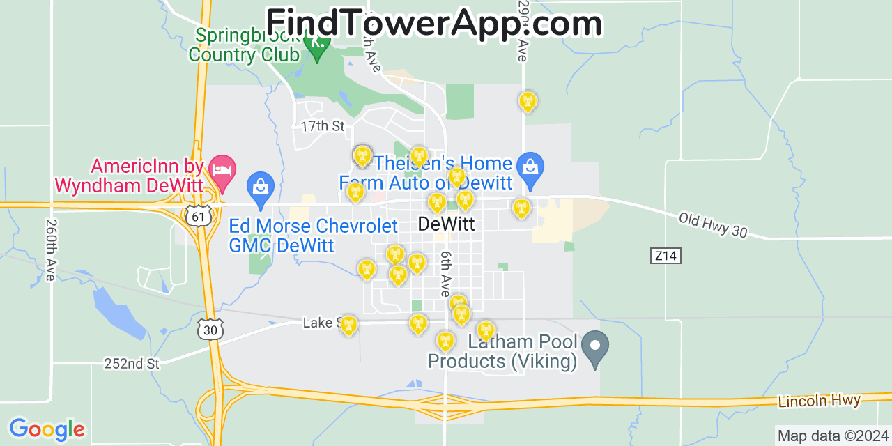 T-Mobile 4G/5G cell tower coverage map De Witt, Iowa