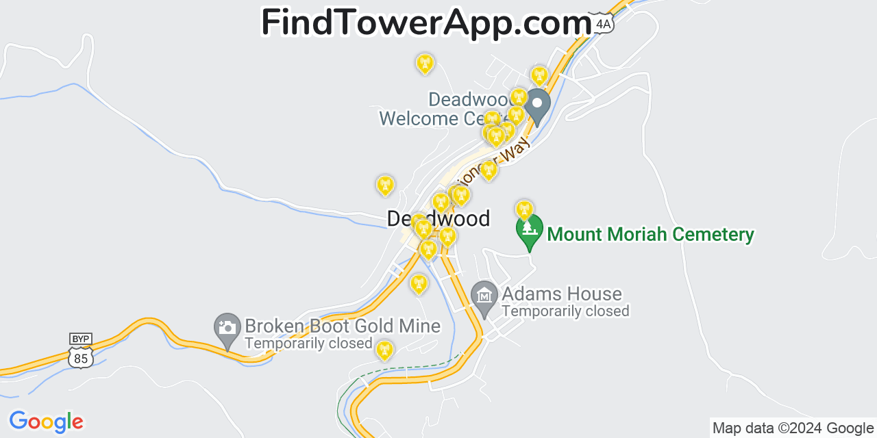 T-Mobile 4G/5G cell tower coverage map Deadwood, South Dakota