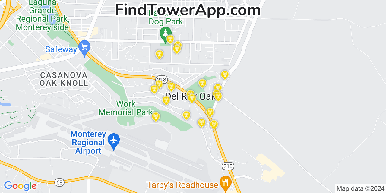 T-Mobile 4G/5G cell tower coverage map Del Rey Oaks, California