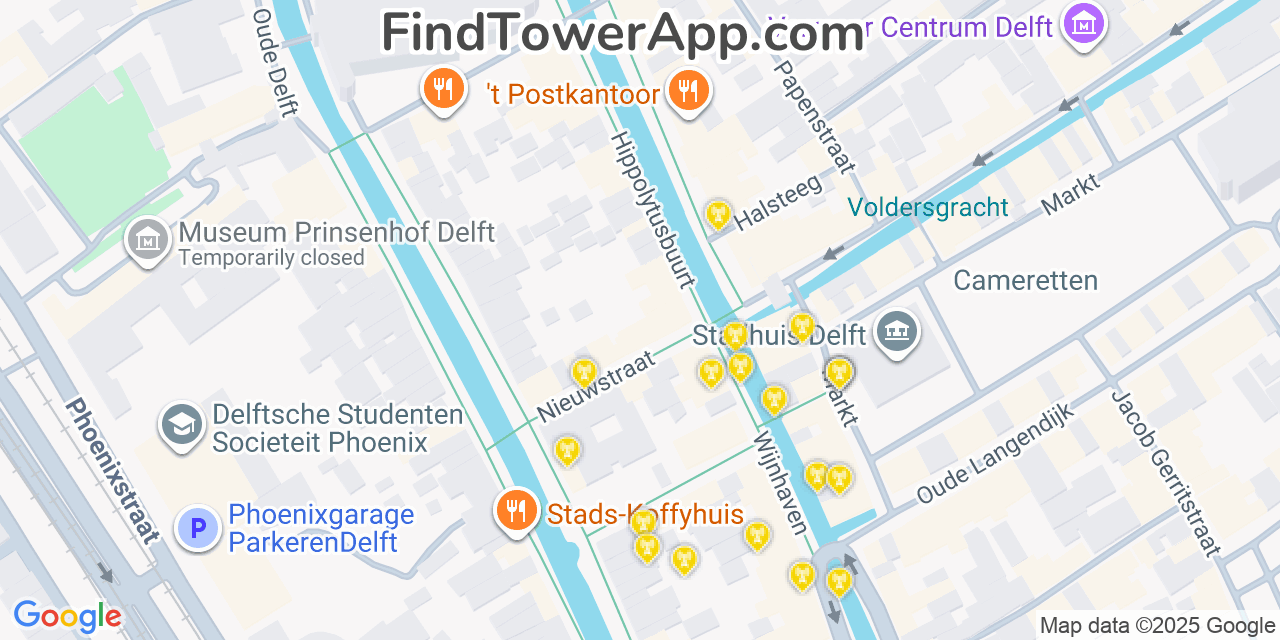 Delft Cell Towers, Netherlands - FindTower App Coverage Maps