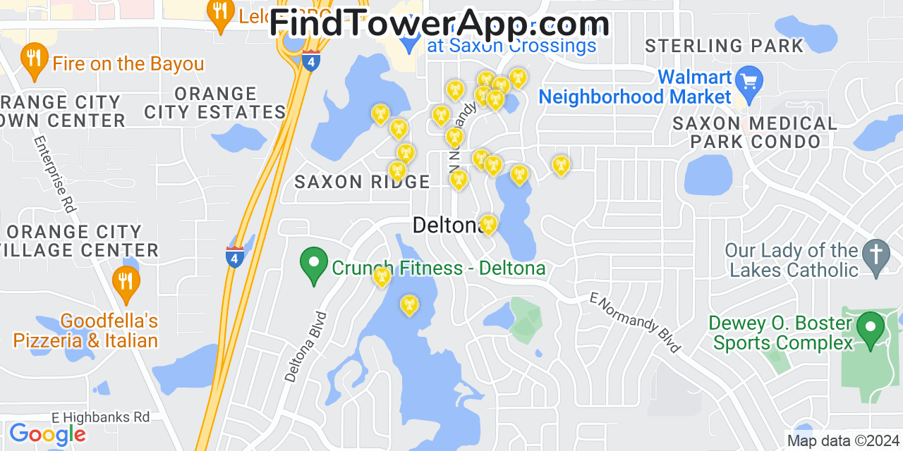 AT&T 4G/5G cell tower coverage map Deltona, Florida