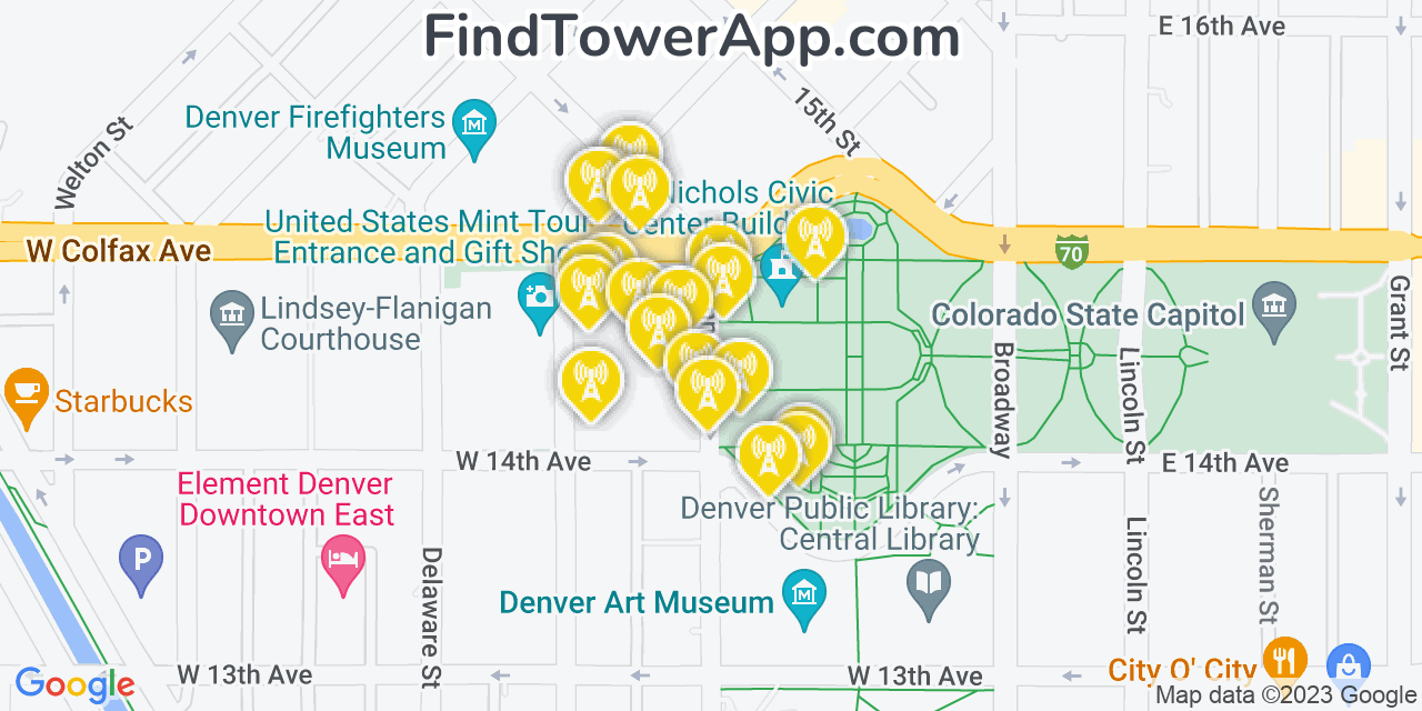 Verizon 4G/5G cell tower coverage map Denver, Colorado