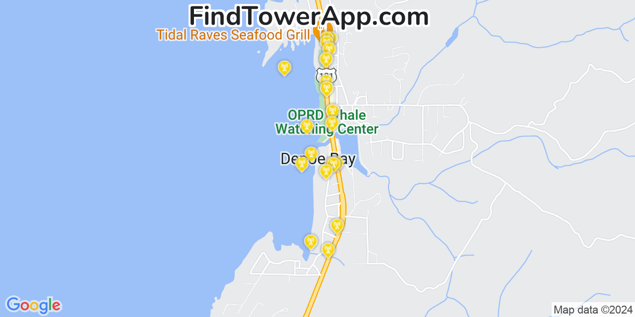 AT&T 4G/5G cell tower coverage map Depoe Bay, Oregon