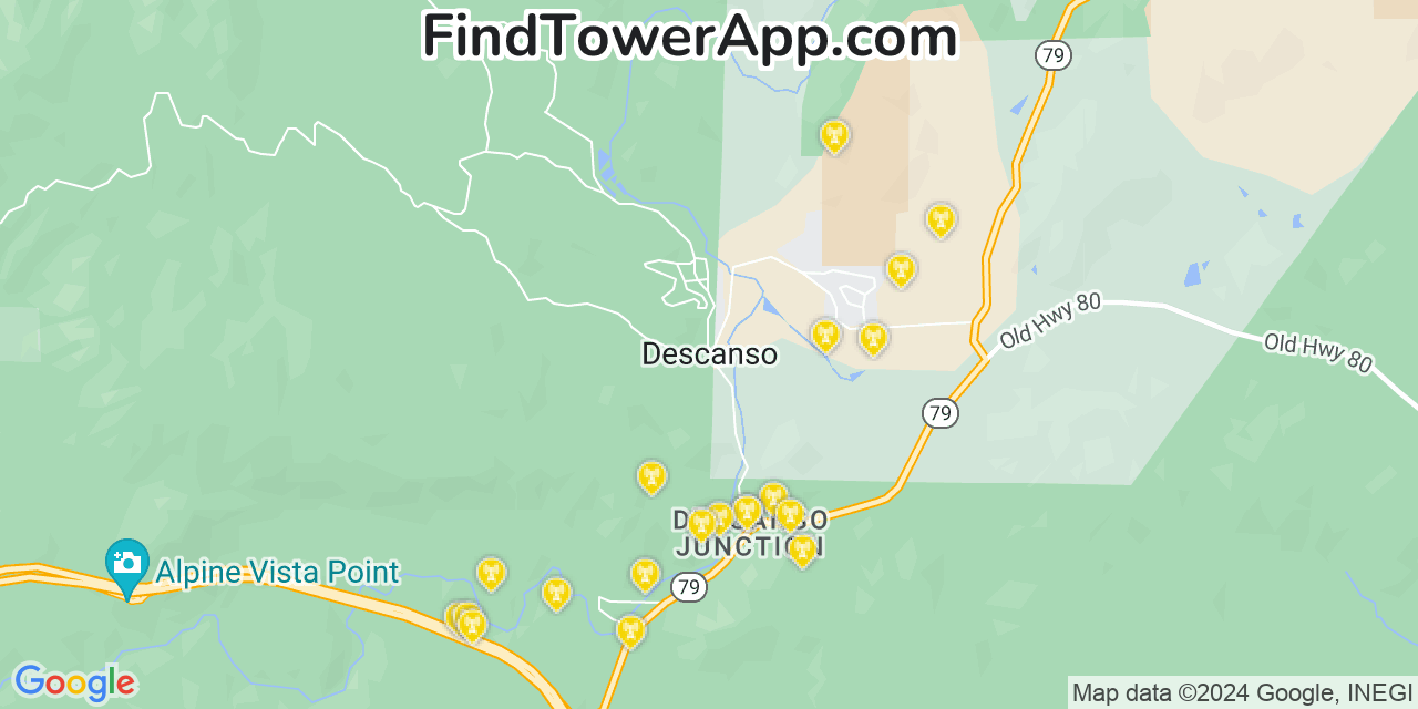 T-Mobile 4G/5G cell tower coverage map Descanso, California