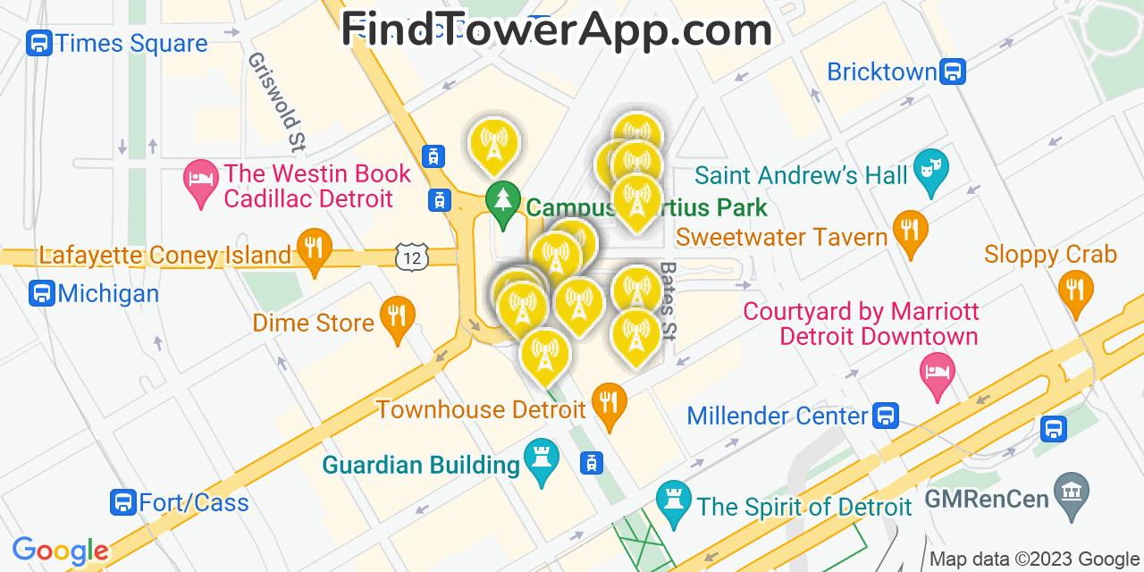 Detroit Michigan Cell Tower Coverage Map