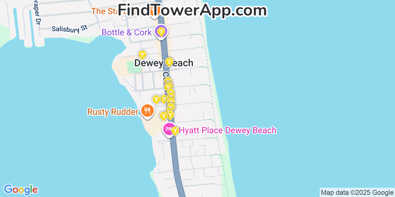 Dewey Beach Delaware Cell Tower Coverage Map