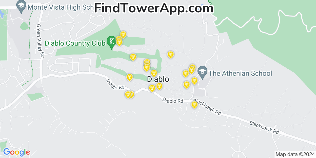 T-Mobile 4G/5G cell tower coverage map Diablo, California