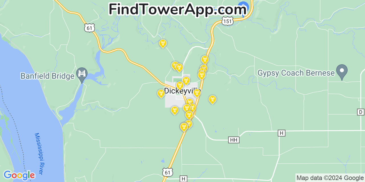 AT&T 4G/5G cell tower coverage map Dickeyville, Wisconsin