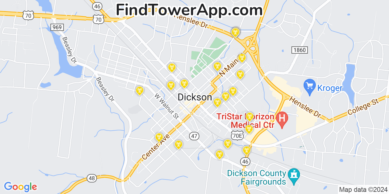 T-Mobile 4G/5G cell tower coverage map Dickson, Tennessee