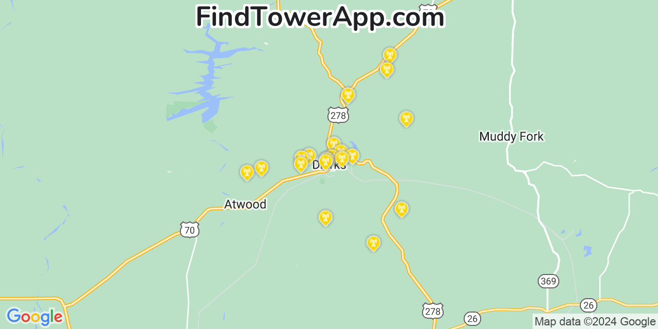 T-Mobile 4G/5G cell tower coverage map Dierks, Arkansas