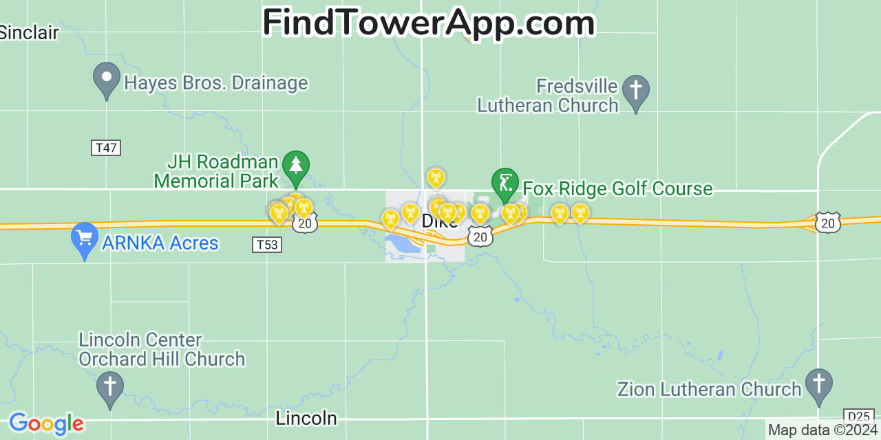 Verizon 4G/5G cell tower coverage map Dike, Iowa