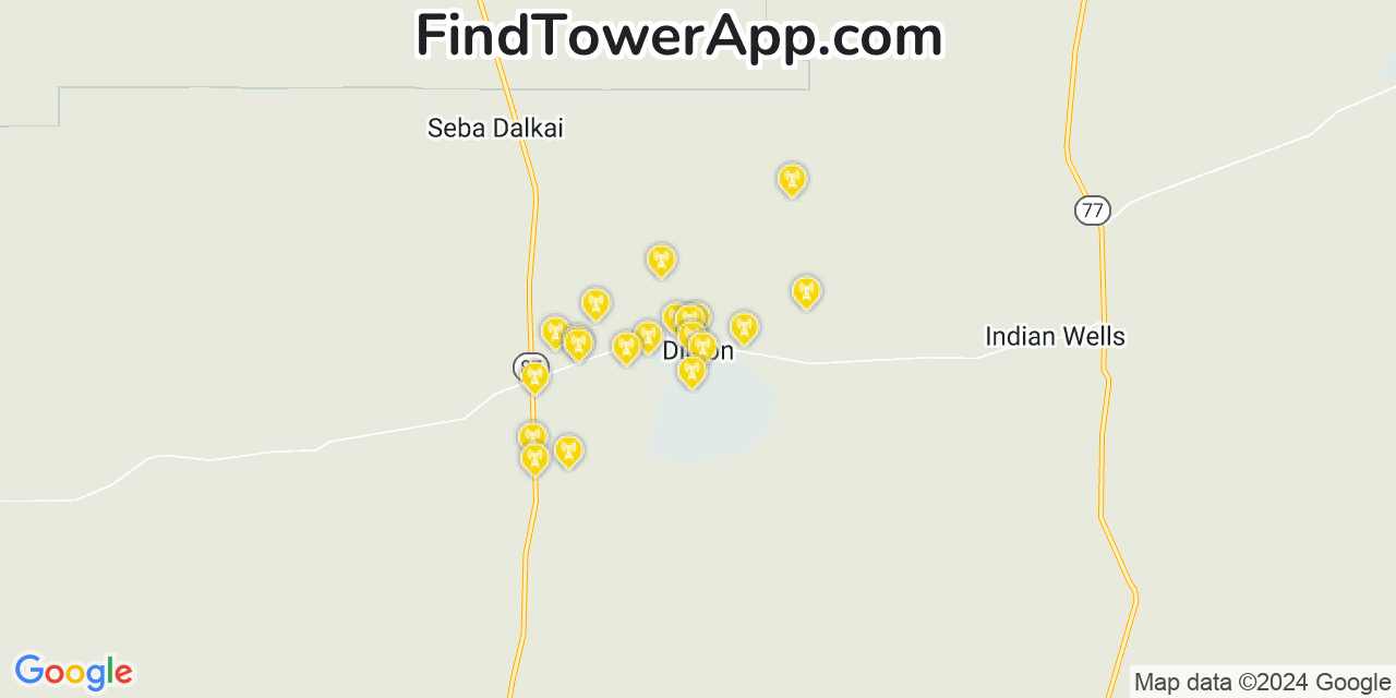 Verizon 4G/5G cell tower coverage map Dilkon, Arizona