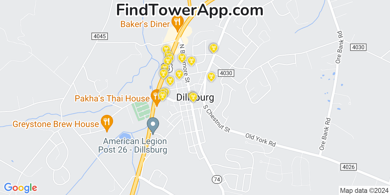 Verizon 4G/5G cell tower coverage map Dillsburg, Pennsylvania