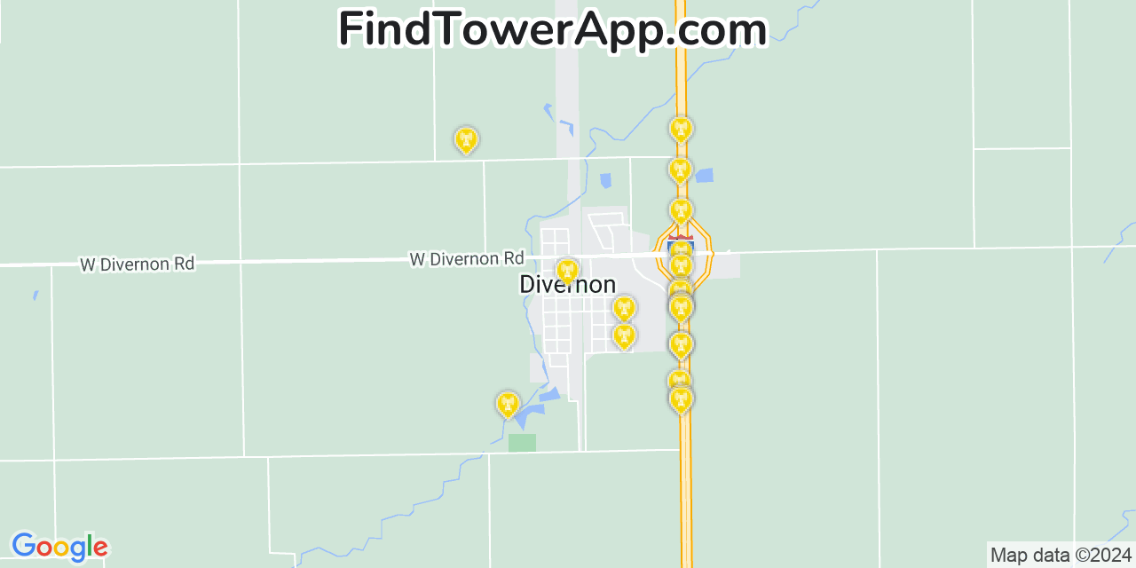 T-Mobile 4G/5G cell tower coverage map Divernon, Illinois