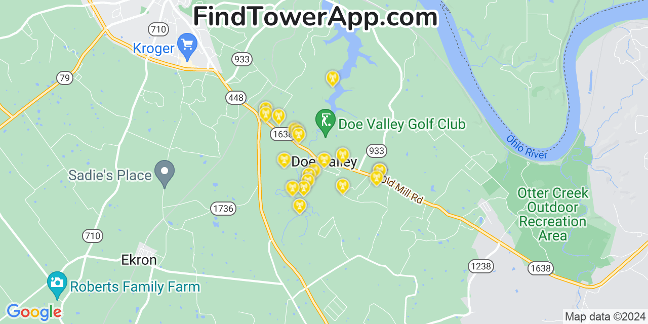 T-Mobile 4G/5G cell tower coverage map Doe Valley, Kentucky