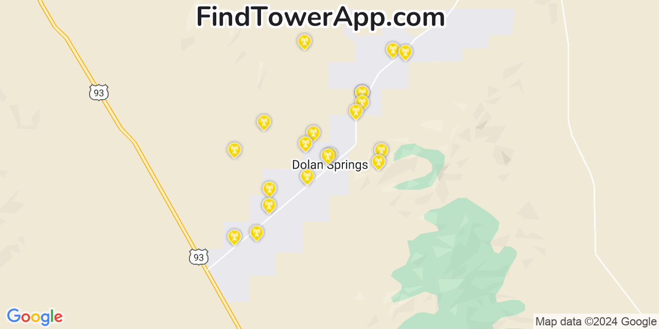 AT&T 4G/5G cell tower coverage map Dolan Springs, Arizona