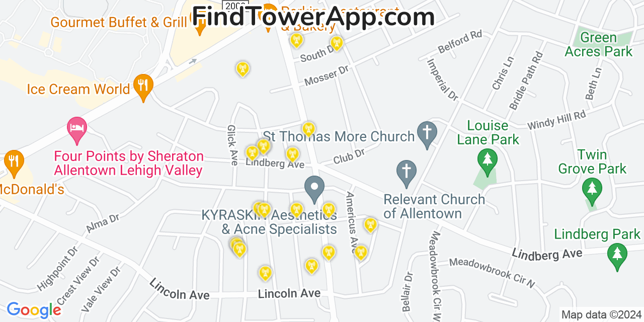 Verizon 4G/5G cell tower coverage map Dorneyville, Pennsylvania