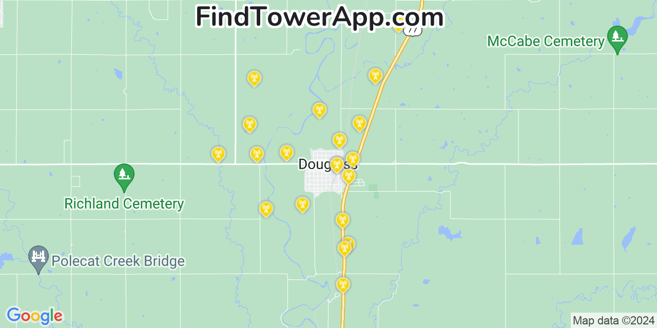 T-Mobile 4G/5G cell tower coverage map Douglass, Kansas