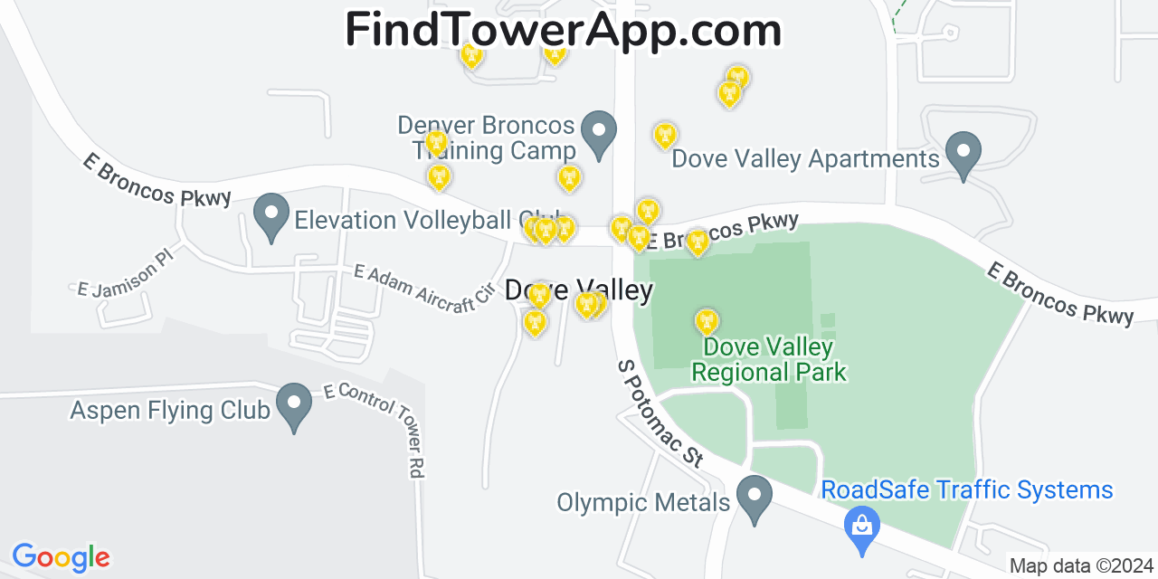 Verizon 4G/5G cell tower coverage map Dove Valley, Colorado